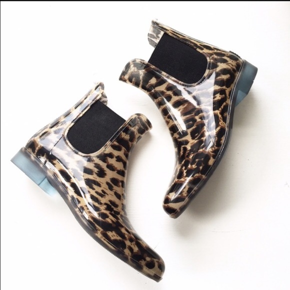 leopard rain booties