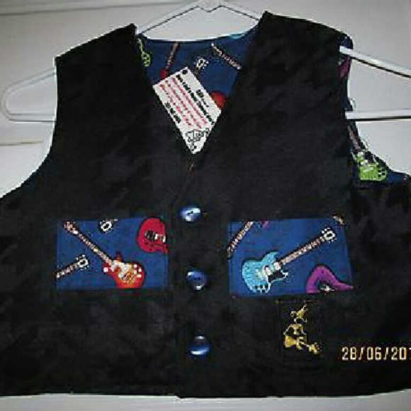 SKR -MUSIC THEMED CHILDRENS VEST-Sz 4-GUITARS