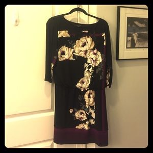 Black about the knee floral print dress