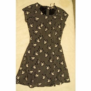 Bird print black dress