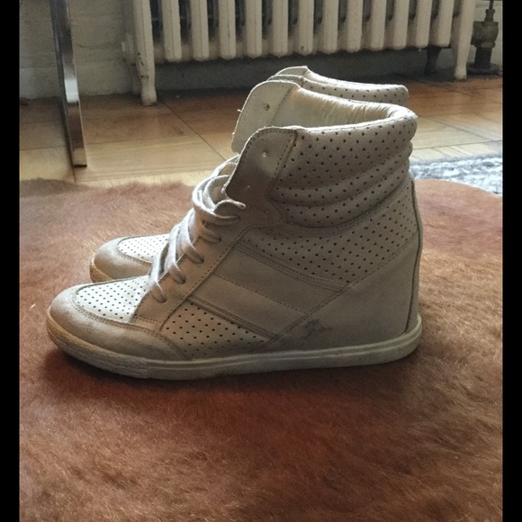Suede Tan Wedge Sneakers