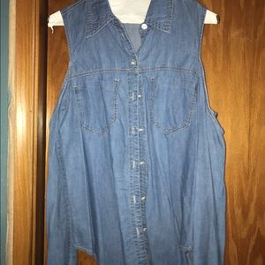 Open shoulder jean shirt