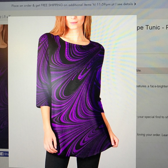 NWT Lily brand tunic, size 1X, purple and black.