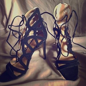 Black strappy heels