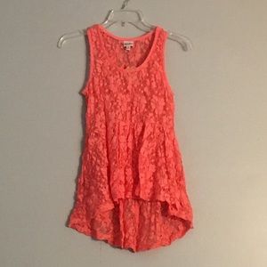 Pink lace baby doll tank top