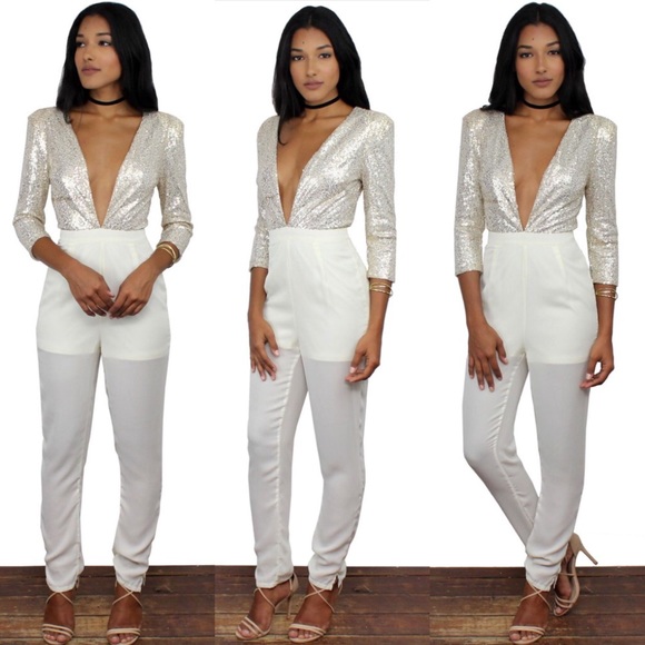 Showstopper Gold Sequins Jumpsuit