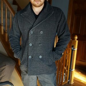 Men's Hurley LG charcoal pea coat - light weight