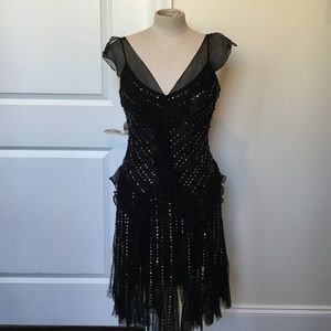 BCBG Sequined Black Cocktail Dress, Size 0