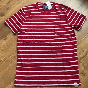 Red & white A&F men's pocketed t-shirt