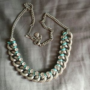 Fossil Chain and Rhinestone Necklace