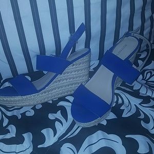 Blue wedge shoe