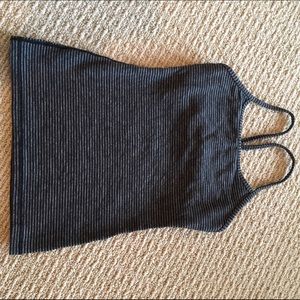 Lululemon Y Tank in black/charcoal stripe. Size 2