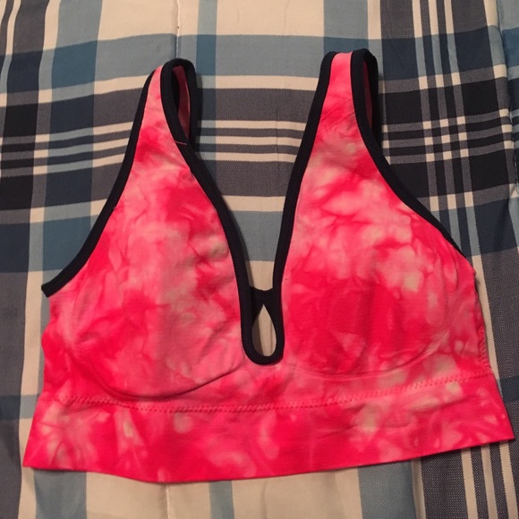 Pink tie-dye sports bra