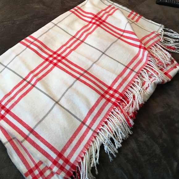 Old Navy red and white plaid blanket scarf