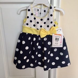 ::24 HR SALE:: NWT polka dot navy/yellow dress 12M