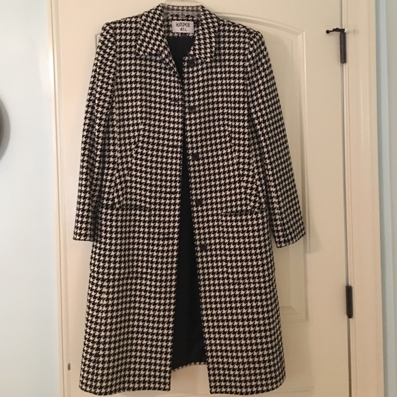 Kasper Houndstooth Long Peacoat