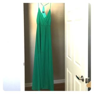 Bebe green double slit dress