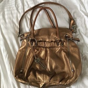 Leather B. Makowsky bag in copper/bronze