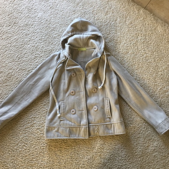 Grey sweatshirt pea coat with hood