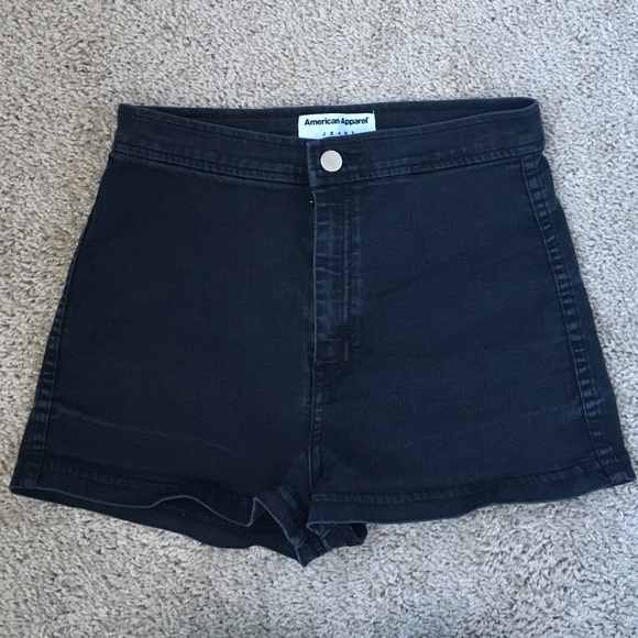 American Apparel Black High Waist Denim Shorts