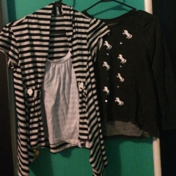 Two shirts. Size 10 in girls and large in girls.