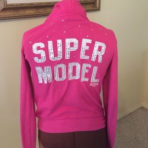 Victoria Secret Pink -Pink hoodie with rhinestones