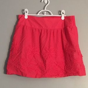 Pink skirt with floral pattern