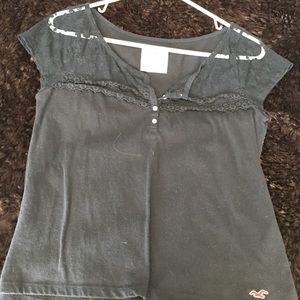 Navy short sleeve floral top