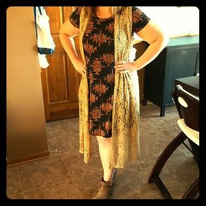 Lularoe Tan MD Lace Joy Vest NWT