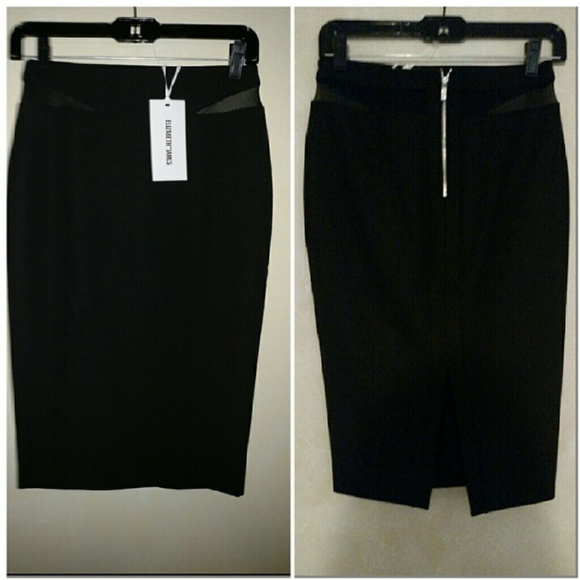 Elizabeth & James Black Otto Mesh Inset Skirt 0 - Picture 3 of 4