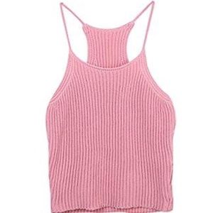 Pink crochet knit crop top 💕