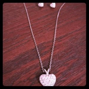 Heart necklace and earrings