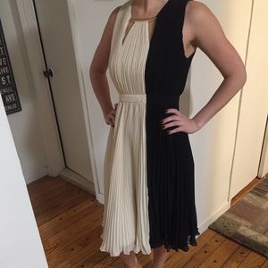 Halston Heritage Pleated Two-tone dress