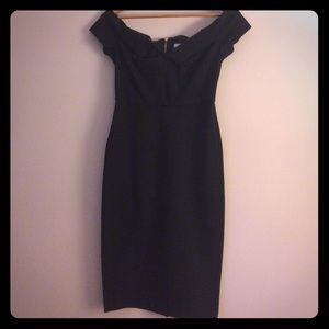 Little Black Midi Dress off the shoulder