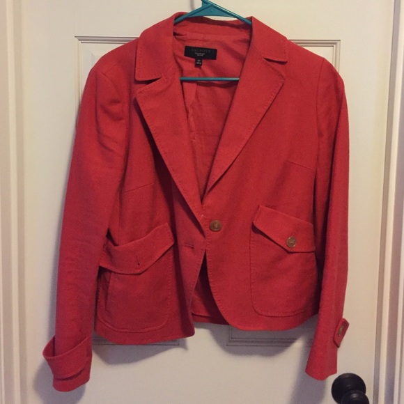 12P Talbots coral linen blazer