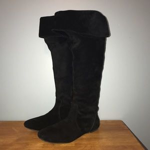 8M Gianni Bini Black Suede Slouch Boots
