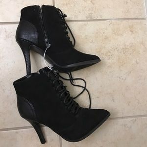 Black lace up booties