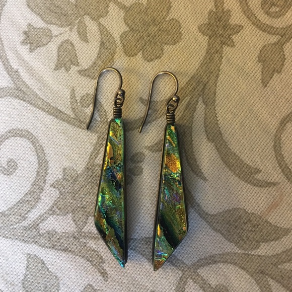 Glass dangle geometric shape earrings