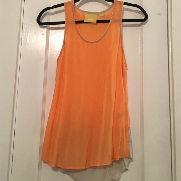 Anthropologie Tops - Maeve Anthropologie orange silk colorblock top