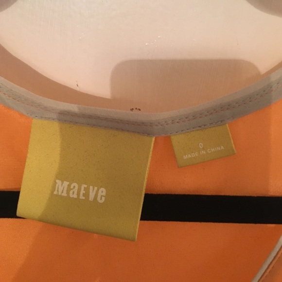 Maeve Anthropologie orange silk colorblock top - Picture 2 of 3