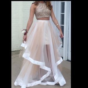 2 piece gold/white prom dress ,only worn once !