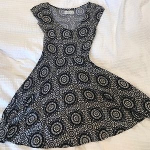 Cutout Skater Girl Patterned Dress