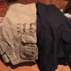 Men's khaki cargo and black dress cargo shorts!
