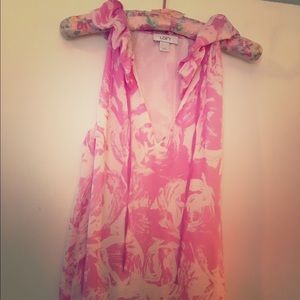 Loft Pink and White Sleeveless Blouse Loft Pink and White Sleeveless Blouse