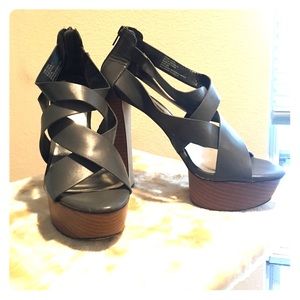 Silver/Gray strappy heels