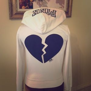 Victoria Secret Pink - White heartbreaker hoodie