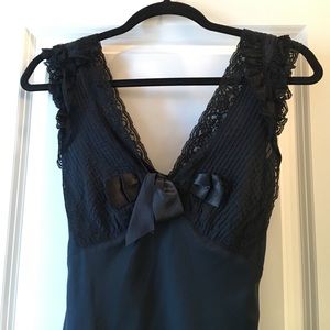 BCBG Black Cotton with Lace Vintage Dress, Size 0