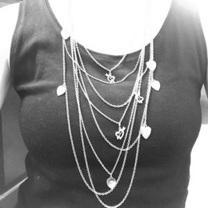 Silver multichain necklace