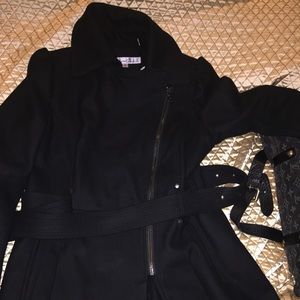 Kenneth Cole Black Wool Blend Peacoat Size 8