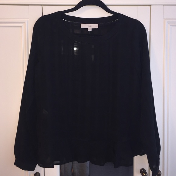 NWT Ann Taylor LOFT Black Sheer Women's Blouse